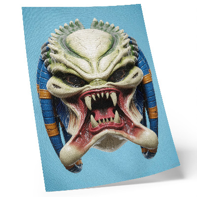 Poster para cozinha Uma máscara de monstro impressionante em verde e azul.