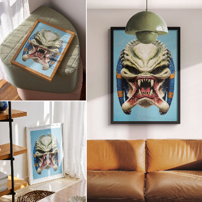 Poster para cozinha Uma máscara de monstro impressionante em verde e azul.