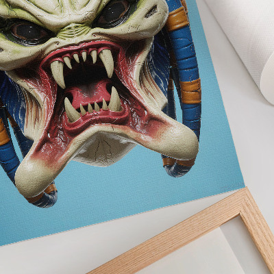 Poster para cozinha Uma máscara de monstro impressionante em verde e azul.