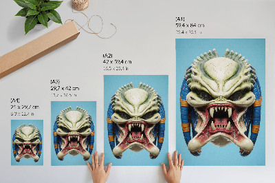 Poster para cozinha Uma máscara de monstro impressionante em verde e azul.