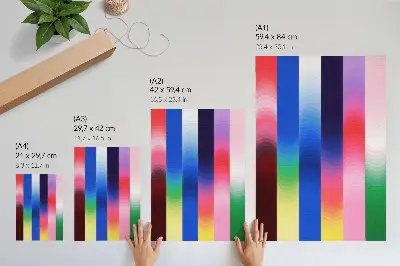Poster decorativo com listras coloridas em tons variados de estilo moderno