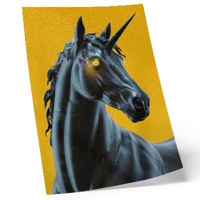 Impressão em tela Um unicórnio sobre um fundo amarelo, mágico e misterioso.