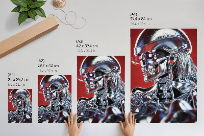 Poster para cozinha Motivo futurista de personagem em preto e vermelho