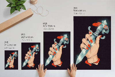 Arte de parede Mão com uma adaga, detalhes reluzentes