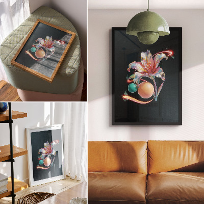 Poster decorativo Um motivo floral moderno repleto de cores.