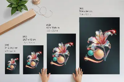 Poster decorativo com motivo floral moderno e colorido
