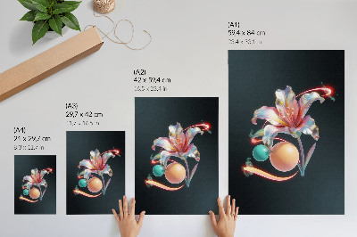 Poster decorativo Um motivo floral moderno repleto de cores.