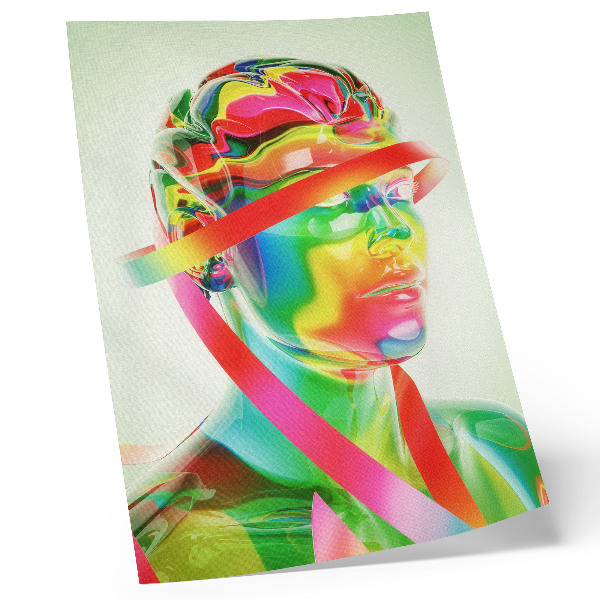 Arte de parede Ondas coloridas em uma figura futurista