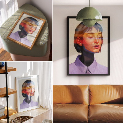 Poster decorativo Retrato moderno minimalista em cores vibrantes