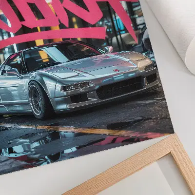 Poster decorativo de carro esportivo com grafite e vibe urbana