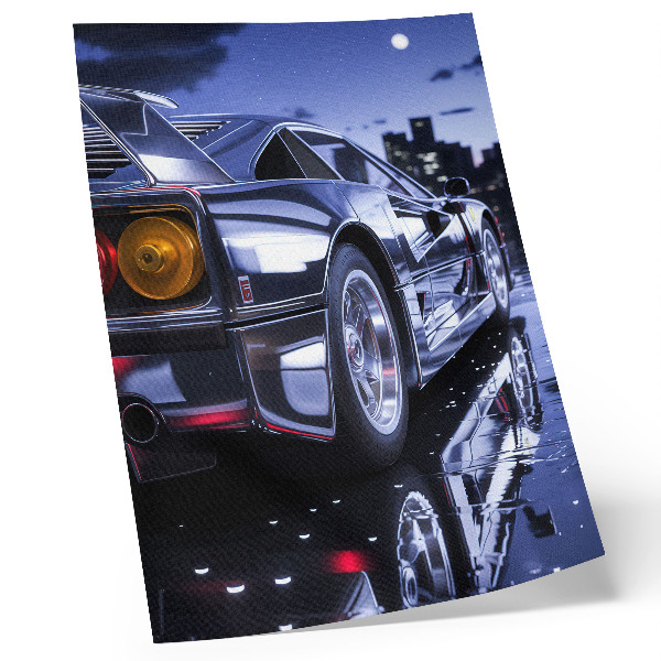 Arte de parede Carro esportivo cidade faróis noturnos brilham