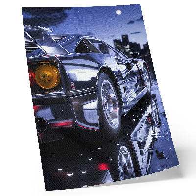 Arte de parede Carro esportivo cidade faróis noturnos brilham