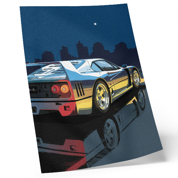 Poster para cozinha Carro esportivo cidade noite elegância moderna