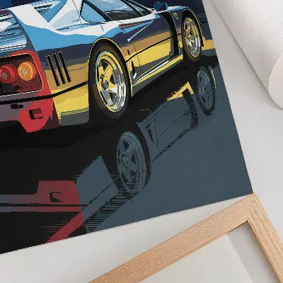 Poster para cozinha com estampa de carro esportivo em cidade à noite com elegância moderna