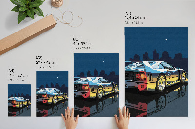 Poster para cozinha Carro esportivo cidade noite elegância moderna