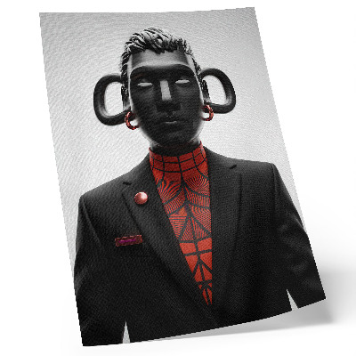 Poster decorativo Design futurista com um tema preto e vermelho.
