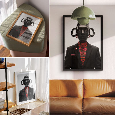 Poster decorativo Design futurista com um tema preto e vermelho.