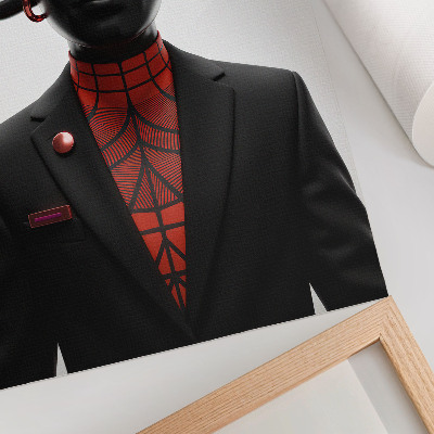 Poster decorativo Design futurista com um tema preto e vermelho.