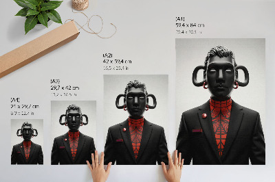 Poster decorativo Design futurista com um tema preto e vermelho.