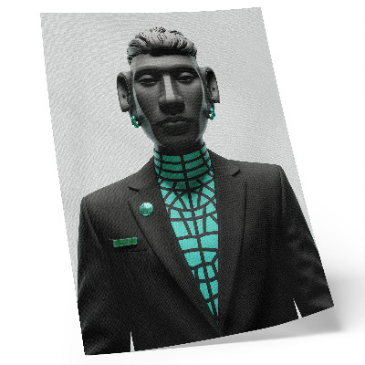 Impressão em tela Estilo futurista, contrastes expressivos, turquesa.