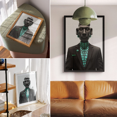 Impressão em tela Estilo futurista, contrastes expressivos, turquesa.