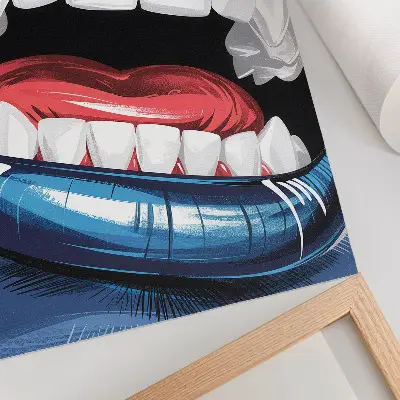 Arte de parede cores intensas nos lábios com contraste dinâmico