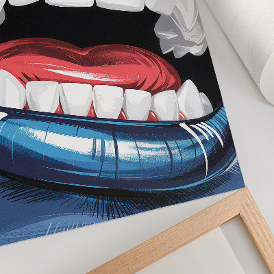 Arte de parede Cores intensas nos lábios contrastam com um estilo dinâmico.