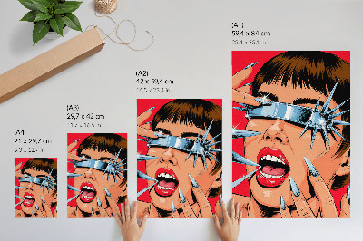 Poster para cozinha Elementos futuristas, cores intensas, dinamismo.