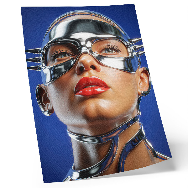 Poster decorativo Figura futurista, cores intensas, modernidade.