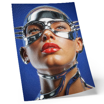 Poster decorativo Figura futurista, cores intensas, modernidade.