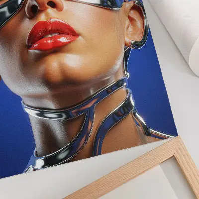 Poster decorativo figura futurista com cores intensas e estilo moderno