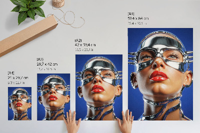 Poster decorativo Figura futurista, cores intensas, modernidade.