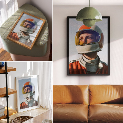 Impressão em tela Uma figura com um capacete espacial, atmosfera futurista.