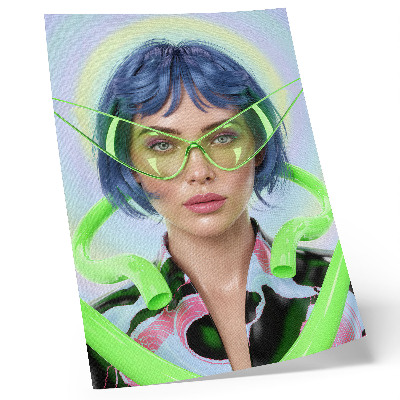 Arte de parede Um retrato futurista de uma mulher com a energia da cor.