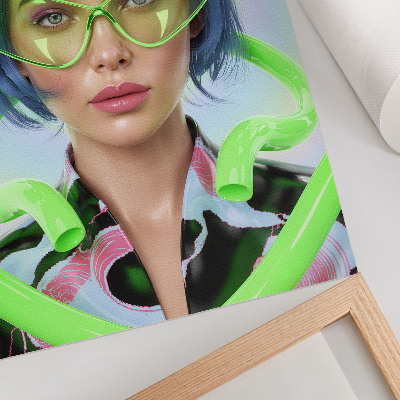 Arte de parede Um retrato futurista de uma mulher com a energia da cor.