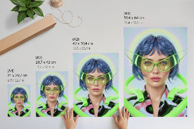 Arte de parede Um retrato futurista de uma mulher com a energia da cor.
