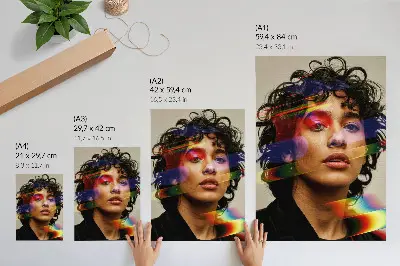 Poster decorativo com detalhes coloridos de modernidade intensa e dinamismo