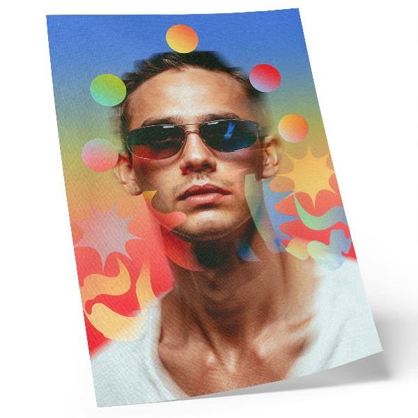 Arte de parede Paleta vibrante de formas abstratas, retrato dinâmico.