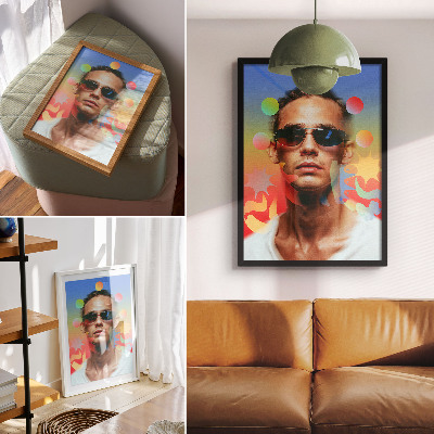Arte de parede Paleta vibrante de formas abstratas, retrato dinâmico.
