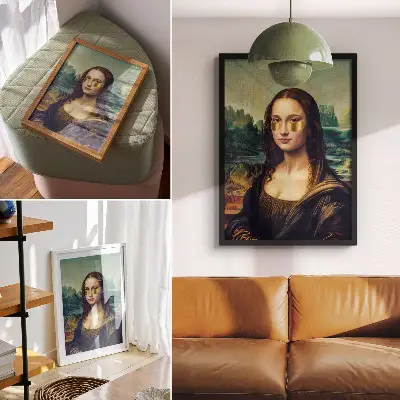 Arte de parede com detalhes em ouro em estilo moderno e tradicional