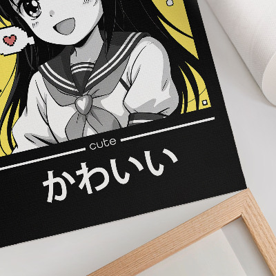Poster decorativo Linhas pretas em estilo mangá com detalhes em amarelo