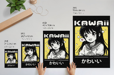 Poster decorativo Linhas pretas em estilo mangá com detalhes em amarelo