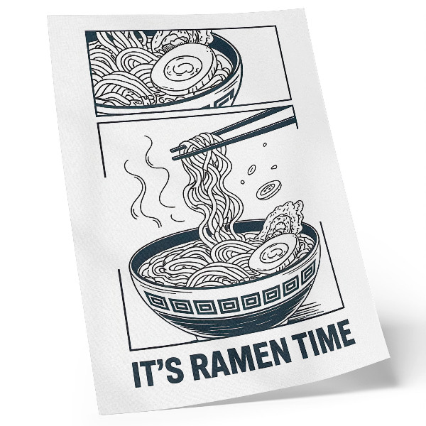 Arte de parede Tigela de ramen estilo quadrinhos, os hashis absorvem o sabor.