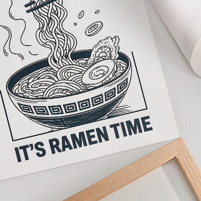 Arte de parede Tigela de ramen estilo quadrinhos, os hashis absorvem o sabor.