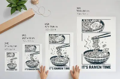 Arte de parede tigela de ramen estilo quadrinhos com hashis que absorvem o sabor