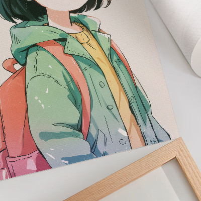 Poster decorativo Retrato ilustrado de uma menina em tons pastel.