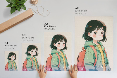 Poster decorativo Retrato ilustrado de uma menina em tons pastel.