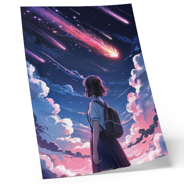Impressão em tela O cenário mágico de estrelas cadentes no céu noturno.