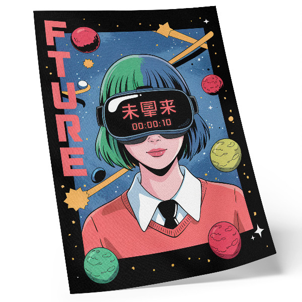 Poster para cozinha Tema de mulher em realidade virtual no espaço moderno