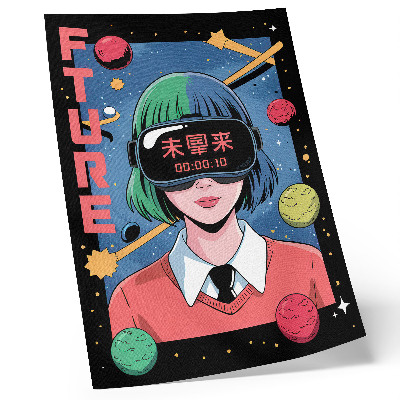 Poster para cozinha Tema de mulher em realidade virtual no espaço moderno